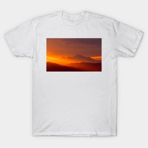 Rain Of Color On Longs Peak T-Shirt by nikongreg